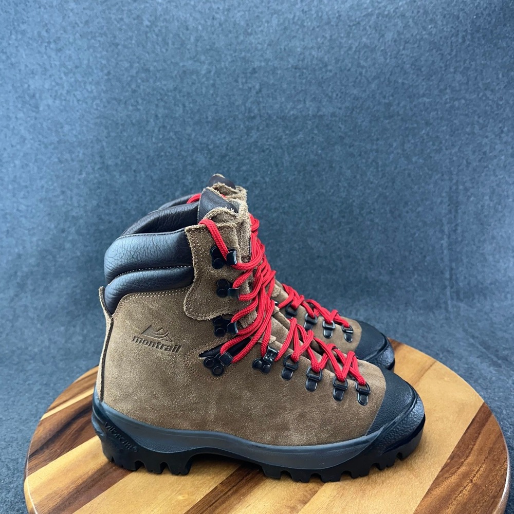 Montrail Brown Mountaineering Hiking Boots Made in Italy Womens 9 Red Laces